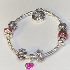 Pandora Moments Signature Lock Bracelet with Charms